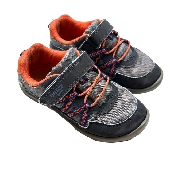 ⭐️ 5 for $25 Oshkosh B’Gosh Grey Blue & Orange Velcro Sneakers 13 M Kids - Picture 1 of 10